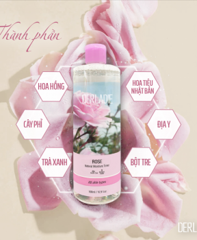 Toner Derladie Hoa Hồng Cấp Ẩm & Kháng Viêm 500ml Rose Natural Moisture Toner