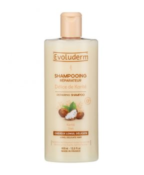 Dầu Gội Evoluderm Dành Cho Tóc Dài Và Yếu Dễ Gãy Rụng 400ml Shea Butter Repairing Shampoo For Long, Delicate Hair