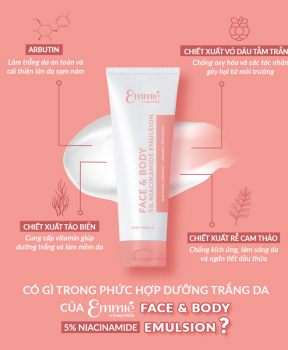 Kem Dưỡng Emmié Làm Sáng Cho Da Mặt & Cơ Thể 150g Face & Body 5% Niacinamide Emulsion