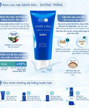 Sữa Rửa Mặt Hada Labo Dưỡng Da Sáng Mịn Ẩm Mượt 80g Perfect White Arbutin Cleanser