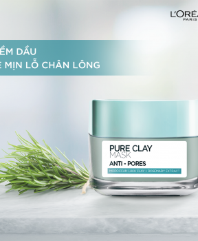 Mặt Nạ Đất Sét L'Oréal Paris Kiềm Dầu, Se Lỗ Chân Lông 50g Pure Clay Mask Anti-Pores
