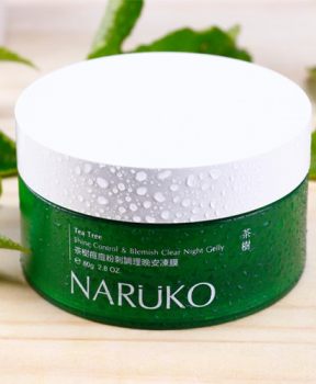Mặt Nạ Ngủ NARUKO Tràm Trà Kiểm Soát Dầu, Giảm Mụn 80g Tea Tree Shine Control & Blemish Clear Night Gelly