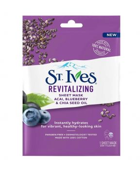 Mặt Nạ St.Ives Cấp Ẩm Từ Việt Quất, Quả Acai, Hạt Chia 25ml Revitalizing Sheet Mask Acai, Blueberry, Chia Seed Oil