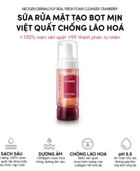 Sữa Rửa Mặt Neogen Dermalogy Tạo Bọt Nam Việt Quất 160g Real Fresh Foam Cleanser Cranberry