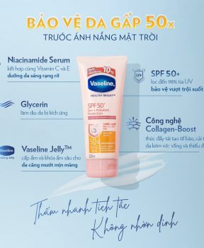 Tinh Chất Chống Nắng Vaseline Dưỡng Sáng Rạng Rỡ 320ml Sun + Pollution Protection 50X SPF50+/PA++++