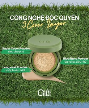Siêu Phấn Nước Che Phủ Thuần Chay Gilaa Vegan Super Cover Cushion SPF50+/PA+++ 15g