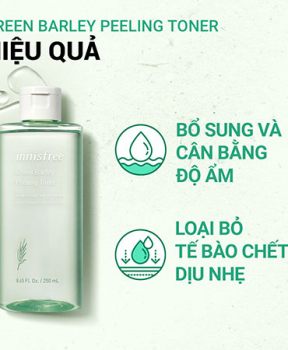 Nước cân bằng làm sạch tế bào da chết innisfree Green Barley Peeling Toner 250 mL