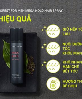 Xịt giữ nếp tóc Mega Hold dành cho nam innisfree Forest for Men Mega Hold Hair Spray 150 mL