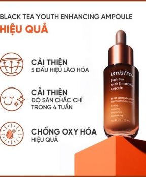 Sản phẩm dưỡng da ban đêm ngăn ngừa lão hóa từ trà đen innisfree Black Tea Youth Enhancing Ampoule 30 mL
