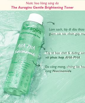 Nước Hoa Hồng The Auragins Sáng Da, Ngừa Mụn AHA PHA 20ml Gentle Brightening Toner