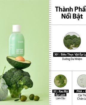 Toner Vegick Thuần Chay Cải Thiện Lỗ Chân Lông 210ml Superfood PHA + BHA Pore Toner