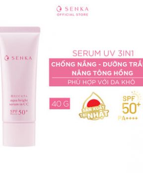 Chống Nắng Serum Senka 3 In 1 Dưỡng Sáng Da Nâng Tông 40g Aqua Bright Serum In CC SPF 50+ PA++++