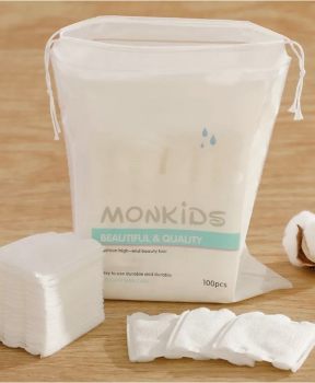 Bông Tẩy Trang Monkids 100% cotton (100 miếng/gói)