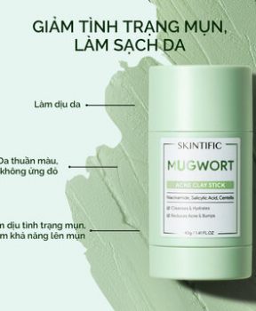 Thanh Lăn Mặt Nạ Đất Sét Skintific Ngải Cứu Giảm Mụn 40g Acne Clay Stick