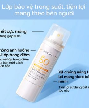 Xịt Chống Nắng Skintific Cho Mặt Và Cơ Thể 50ml Real Protection All Day Light Sunscreen Mist SPF 50+ PA++++