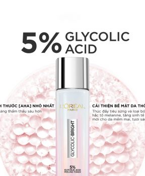 Loreal Nước hoa hồng glycolic bright glowing peeling toner 128ml