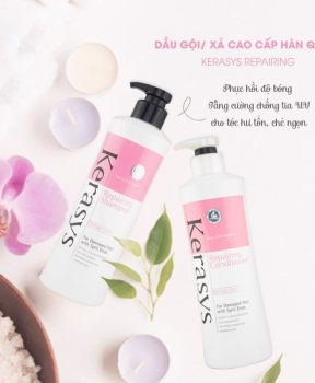 Kerasys Repairing Conditioner ( Trắng hồng ) 600ml - Phục hồi tóc khô, xơ và yếu