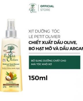 Xịt Dưỡng Tóc Le Petit Olivier Dầu Olive, Bơ Hạt Mỡ & Dầu Argan 150ml No Rinse Hair Detangler Nutrition - Olive, Shea, Argan Oils - For Dry & Damaged Hair