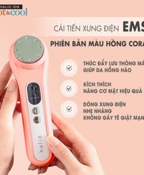 Máy Đẩy Tinh Chất Halio Dưỡng Sáng Nóng Lạnh Màu Coral Ion Hot & Cool Beauty Device #Coral