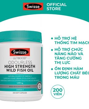 Viên Uống Dầu Cá Swisse Liều Cao Không Mùi 1500mg 200 Viên Ultiboost Odourless High Strength Wild Fish Oil