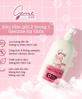 Sữa tắm gội toàn thân Gennie Baby 2in1 cho bé gái 400ml