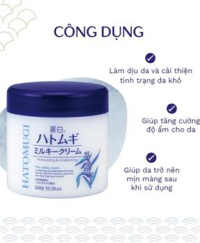 Kem Dưỡng Hatomugi Cấp Ẩm & Làm Sáng Da 300g Moisturizing & Conditioning The Milky Cream