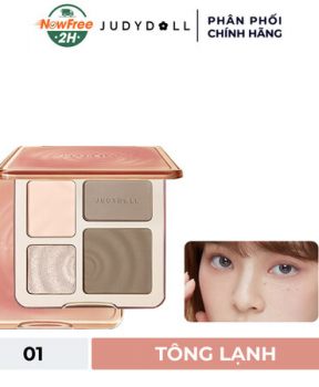Combo Judydoll Bảng Highlight Và Tạo Khối 4 Màu - 01 Tông Lạnh 9g + Kem Lót Cấp Ẩm 30g 