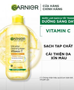 Nước Tẩy Trang Garnier Vitamin C Làm Sáng Da 400ml Micellar Cleansing Water Vitamin C